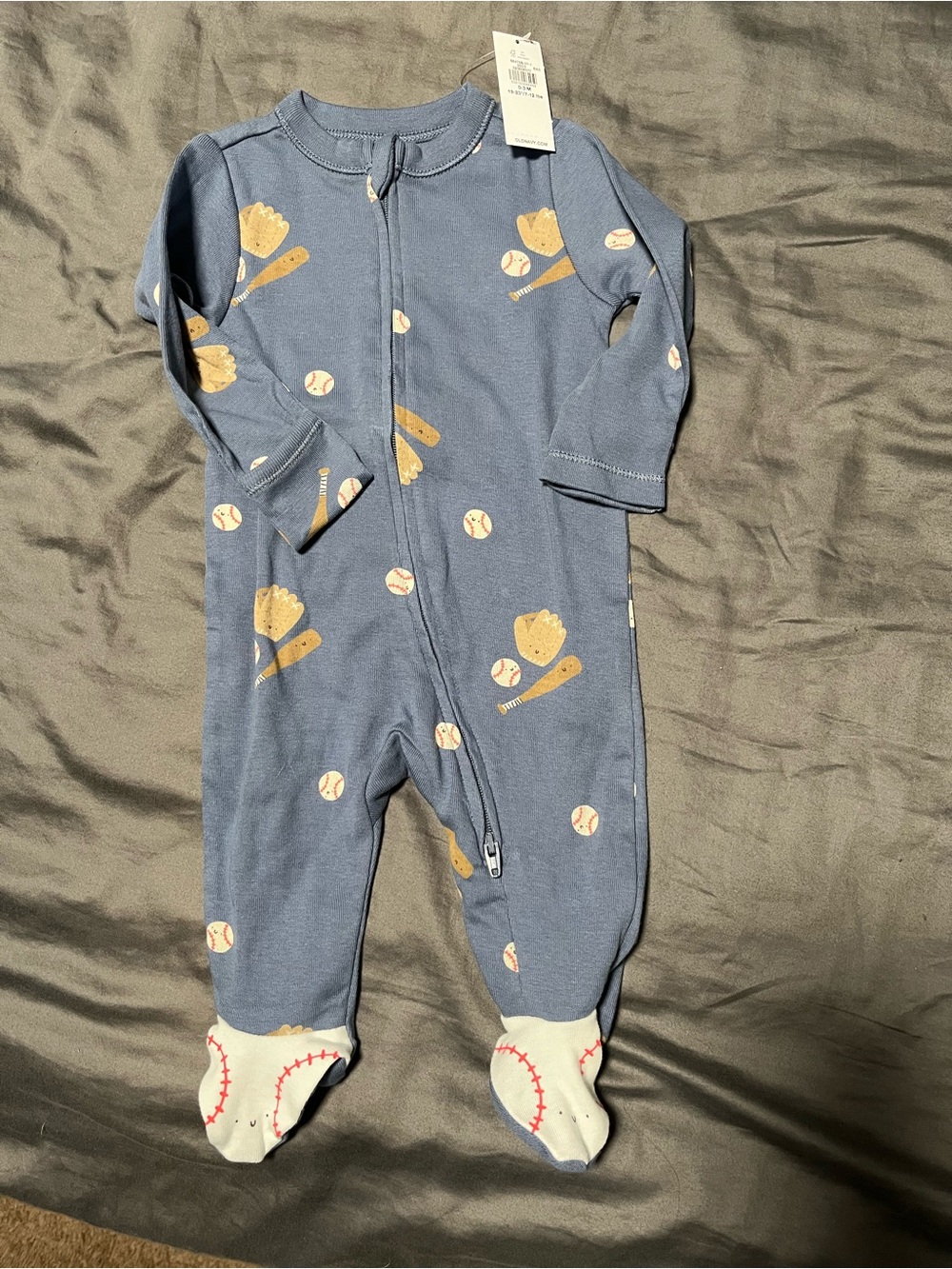 Baseball Zippered Footie Sleeper